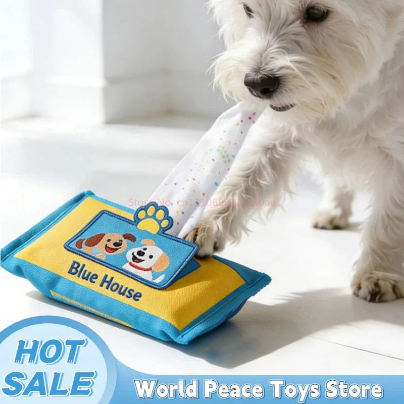 Dog Sniffing Chew Toys Simulation Paper Towel Drawing Box Hiding Puzzle Bite Resistant Consume Energy Indoor Play For Medium Dog