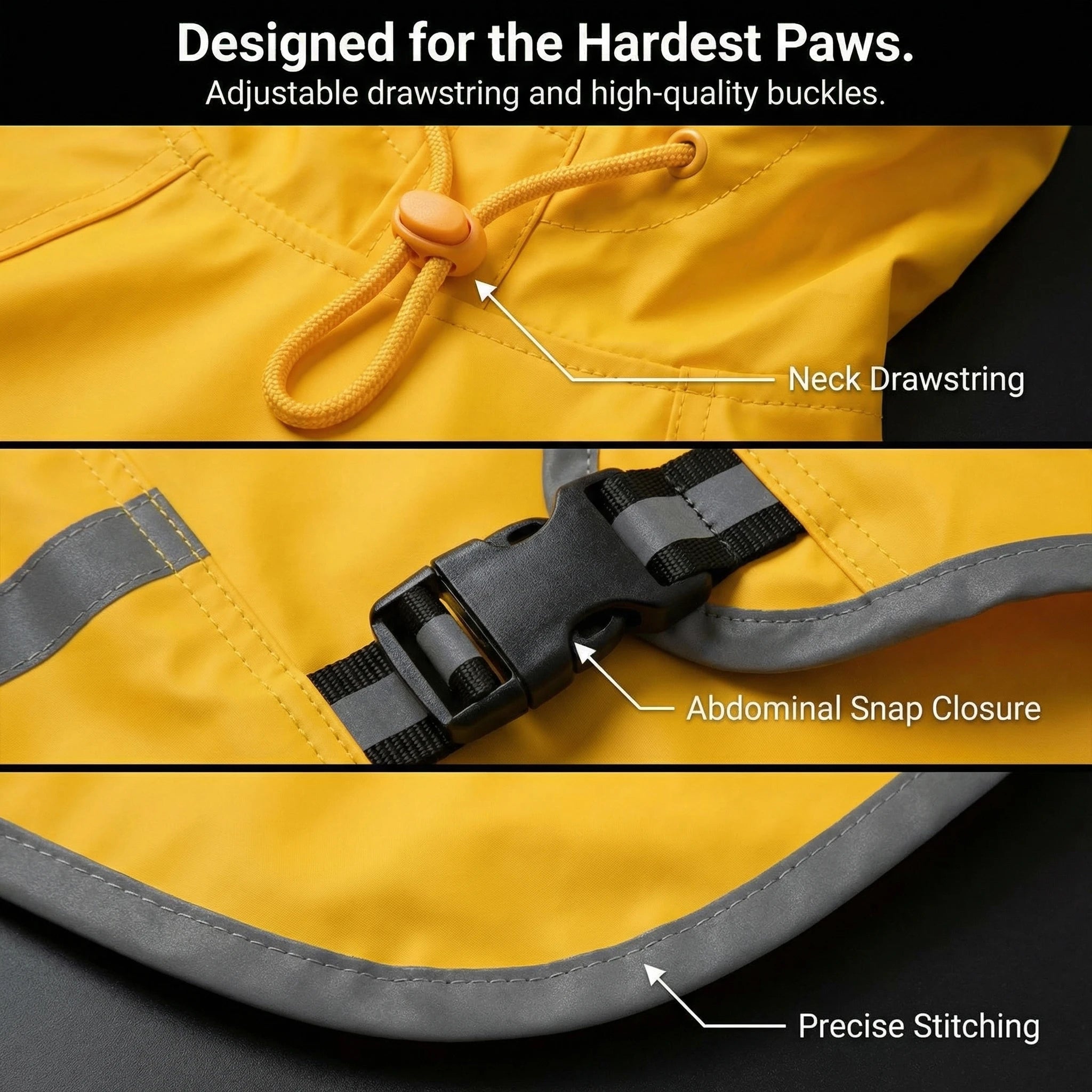 Dog Raincoat, Hooded Windproof and Waterproof Reflective Pet Raincoat, Suitable for Medium to Large Dogs, Waterproof Dog Clothin