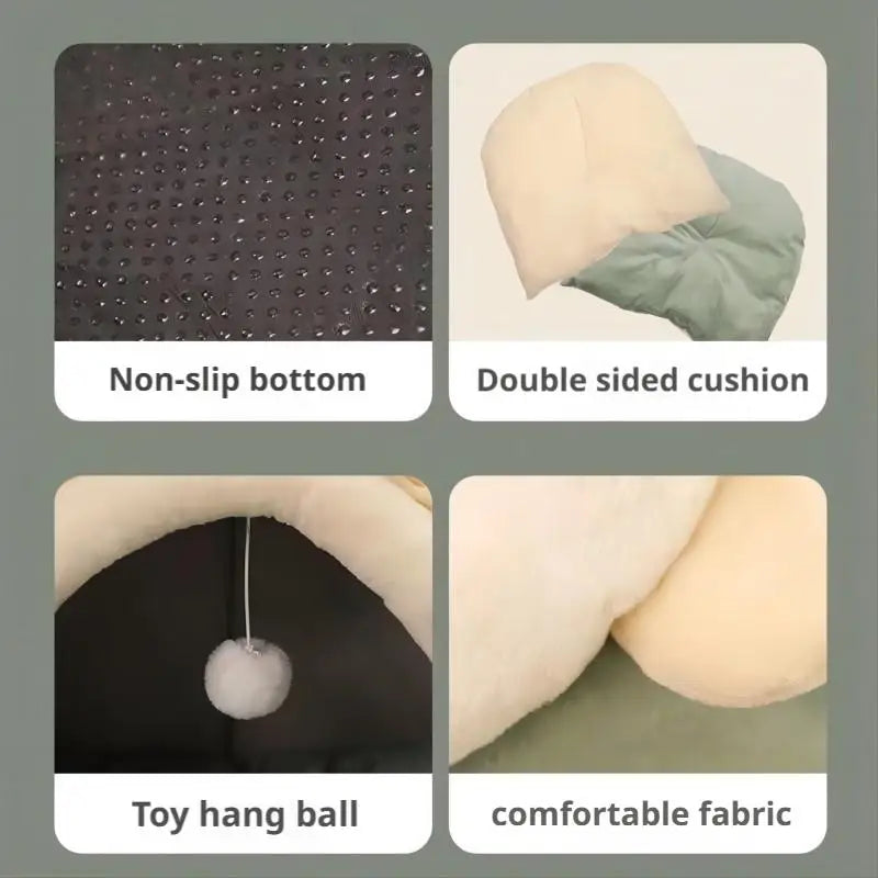 Deep Sleep Cat Bed Cartoon Pet Bed Foldable Removable Washable Pet Sleeping Bed for Small Dog Mat Bag Cave Cats Bed