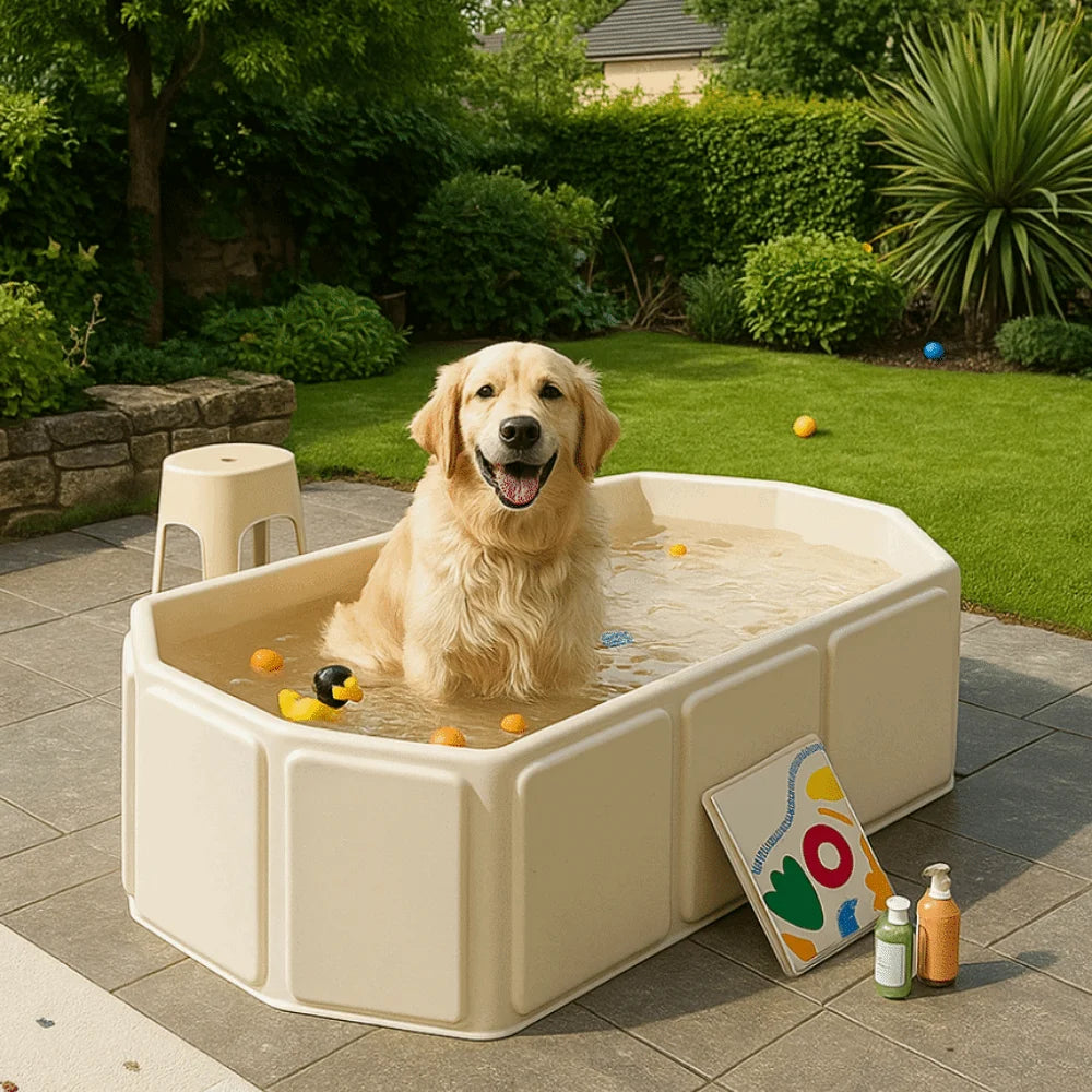 Large Capacity Portable Folding Bathtub Multifunctional Space Saving Dog Bathing Tub PVC with Drainage Holes Pet Wading Pool