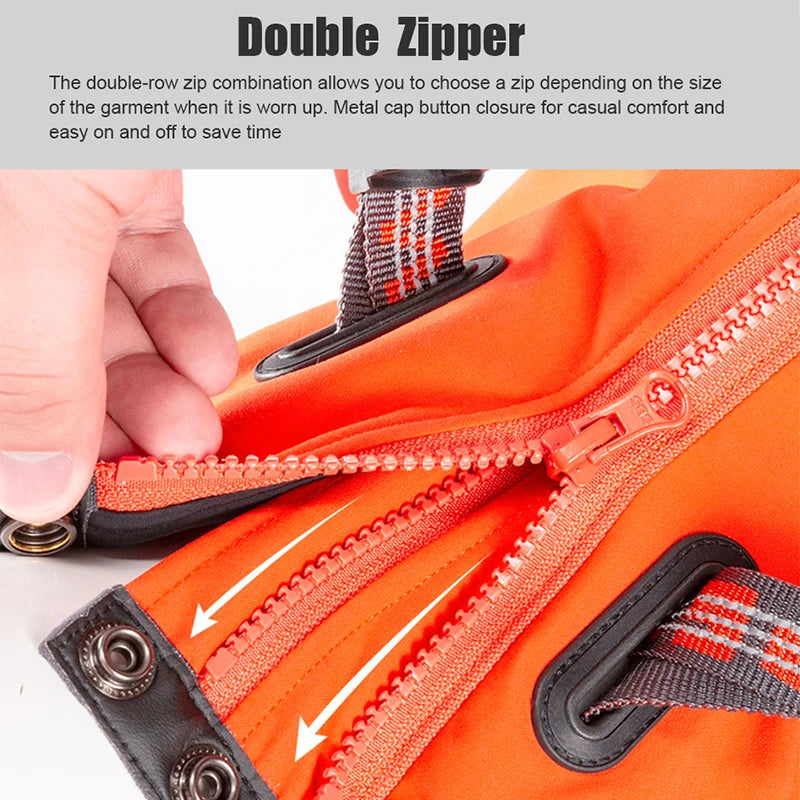 Winhyepet Waterproof Dog Cloth Puppy Warmth Winter Jacket Dogs Harness Double Zipper Reflective Windbreak Luxury Dog Clothes
