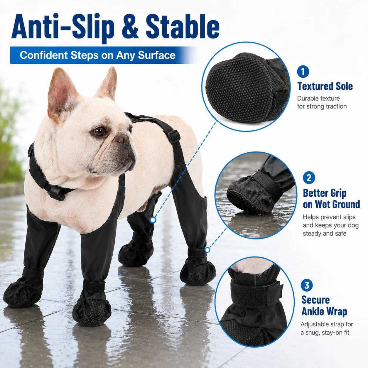 1set Pet Rain Shoes Dog Rain Boots Waterproof Dog Boots Small Puppy Medium Large Dogs Pet Booties Anti-Slip Dog Shoes Rain Snow