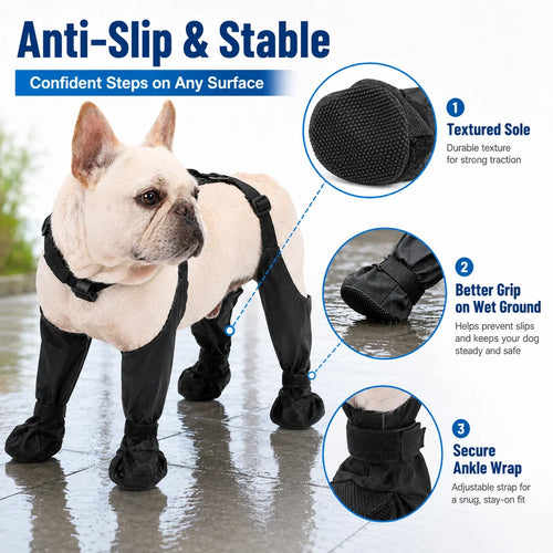 1set Pet Rain Shoes Dog Rain Boots Waterproof Dog Boots Small Puppy Medium Large Dogs Pet Booties Anti-Slip Dog Shoes Rain Snow