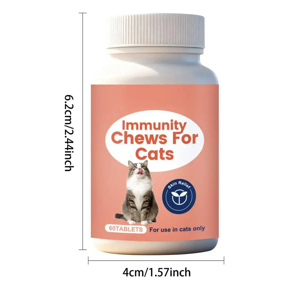 60 Tablets Cat Immunity Chewable Supplements For Skin Health Immune System Strengthening Adults Pet Nutritional Supplements
