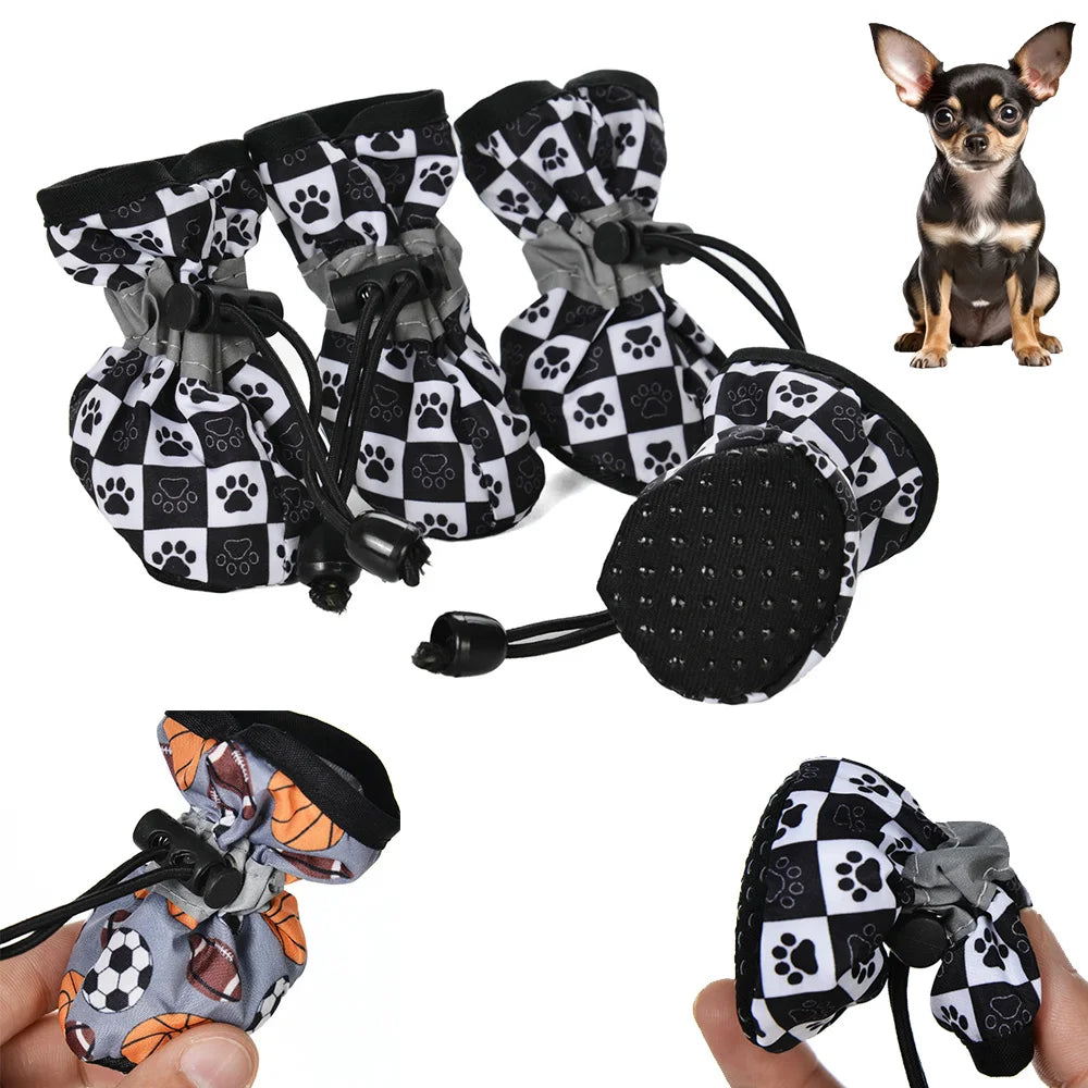 Spring Autumn Dog Shoes for Small Medium Dogs Cats Breathable Warm Cozy Puppy Print Boots Bulldog Teddy Chihuahua Pet Supplies