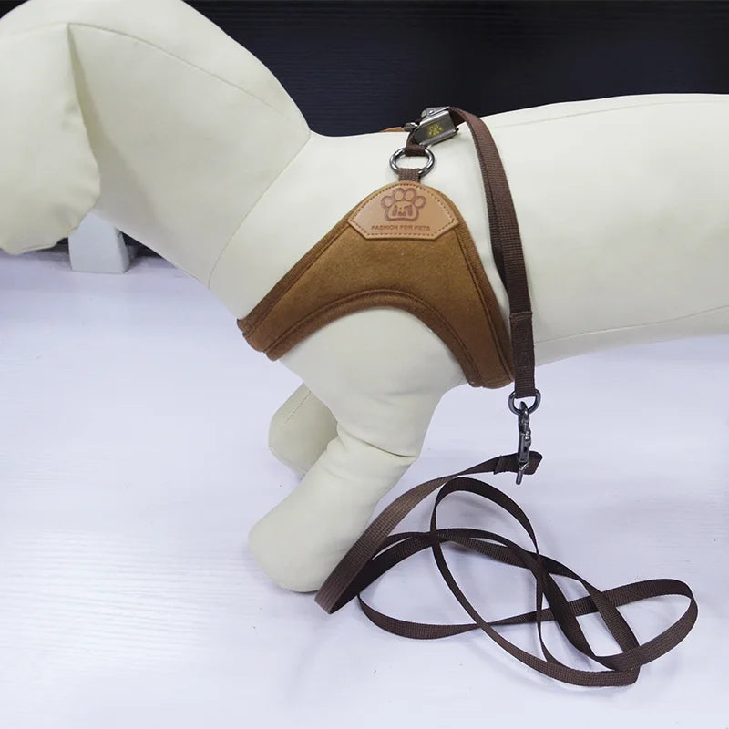 Pet dog walking harness and leash, suitable for puppies, small to medium dogs, ideal choice for training, travel, and daily wear