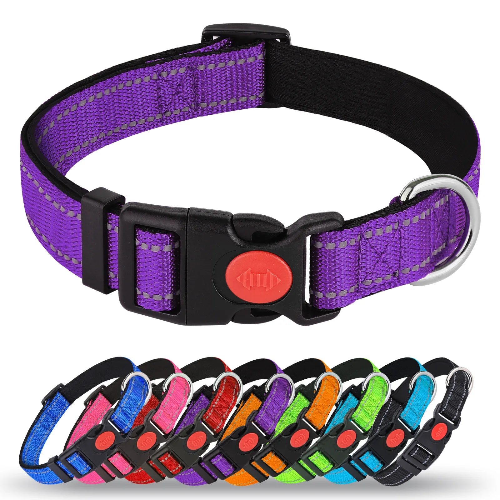 Adjustable Reflective Dog Collar Anti-Escape Safety Pet Neck Strap for Small Medium Dogs Soft Durable Night Walking Pet
