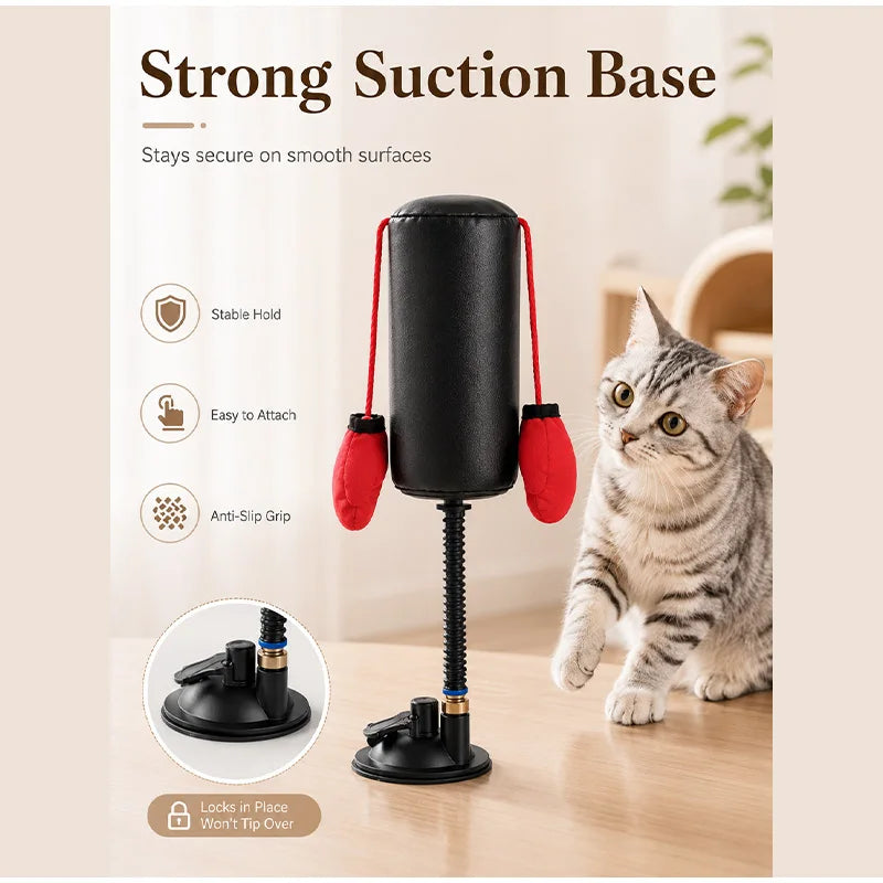 Cute Boxing Cat Toy Training Interactive Cats Relieve Boredom  Fists Tumbler Toys Relax Decompress Tease Cats Boxing Gloves