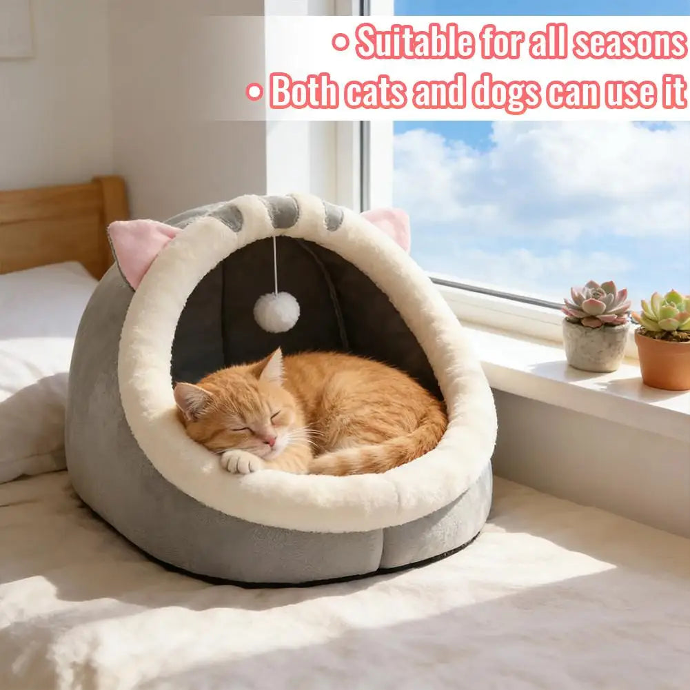 Deep Sleep Cat Bed Cartoon Pet Bed Foldable Removable Washable Pet Sleeping Bed for Small Dog Mat Bag Cave Cats Bed