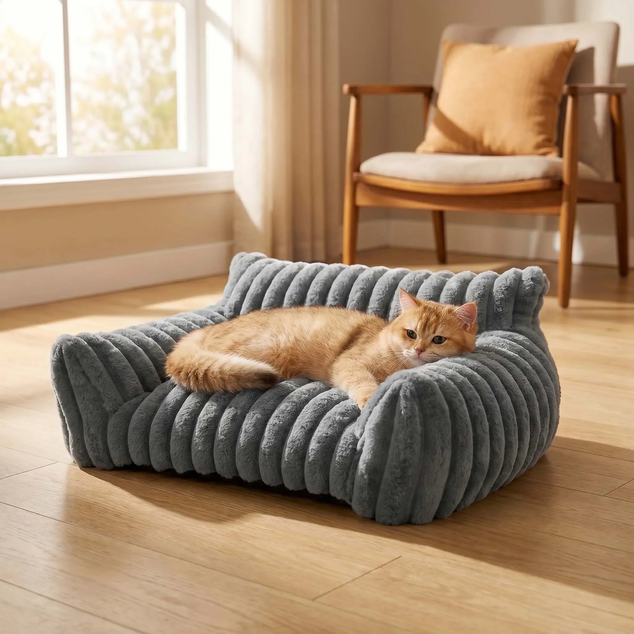 Warm Comfort Cute Cat Sofa Deep Sleep Cat Mat Bed Soft Cushion Pet bed Basket Kitten House for Medium Cats & Small Dogs