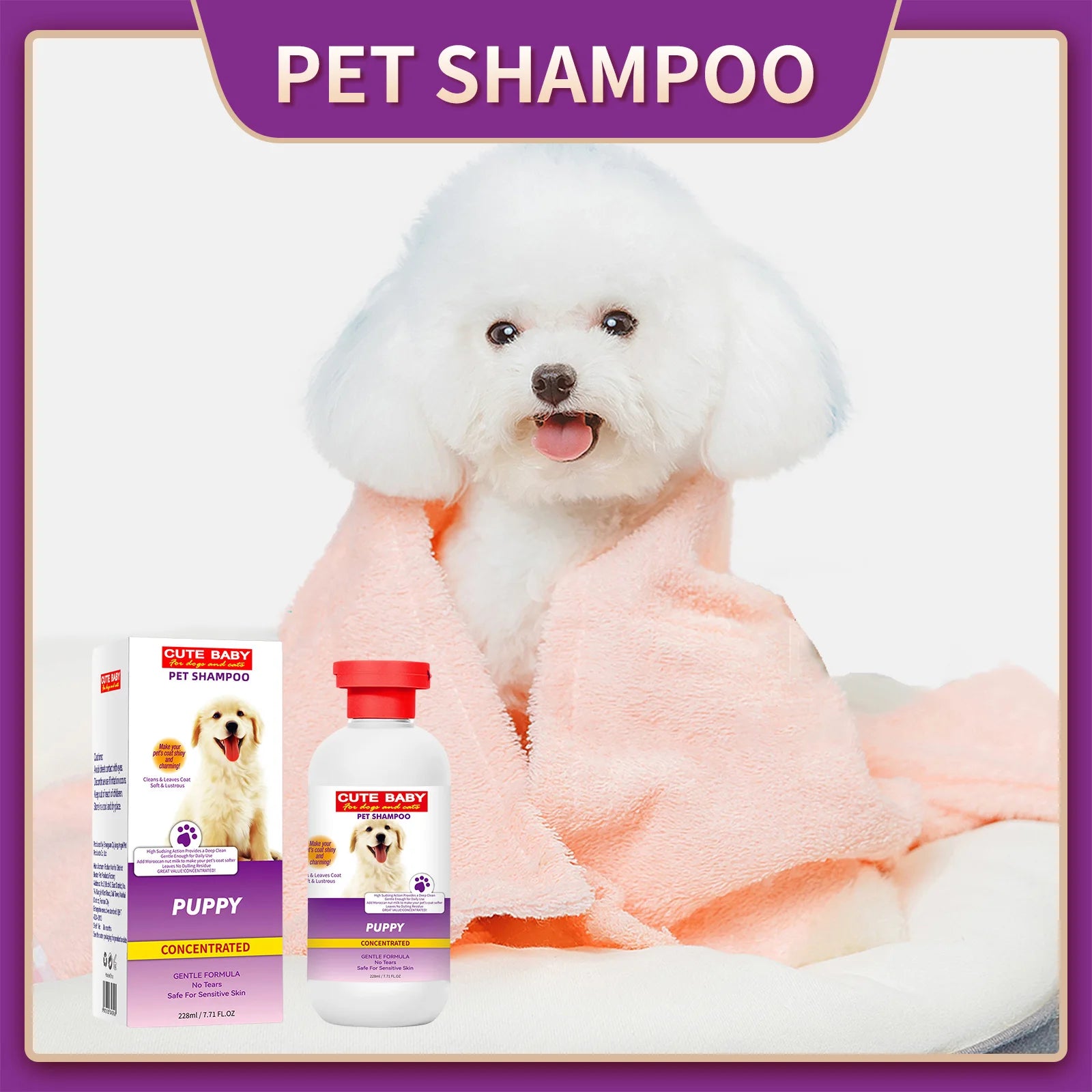 228ml PET Cleaning High Quality Safe Pet Dog Shampoo Body Wash Tender Skin Odor Removing Cleansing Petcleaning for Dogs Cats