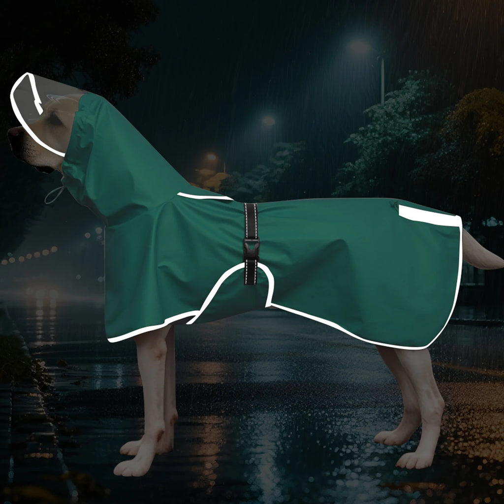 Dog Raincoat, Hooded Windproof and Waterproof Reflective Pet Raincoat, Suitable for Medium to Large Dogs, Waterproof Dog Clothin