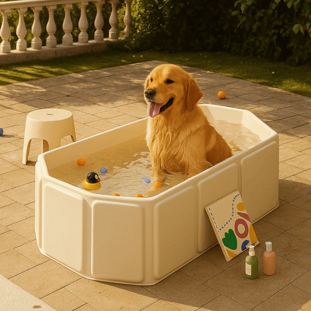 Large Capacity Portable Folding Bathtub Multifunctional Space Saving Dog Bathing Tub PVC with Drainage Holes Pet Wading Pool
