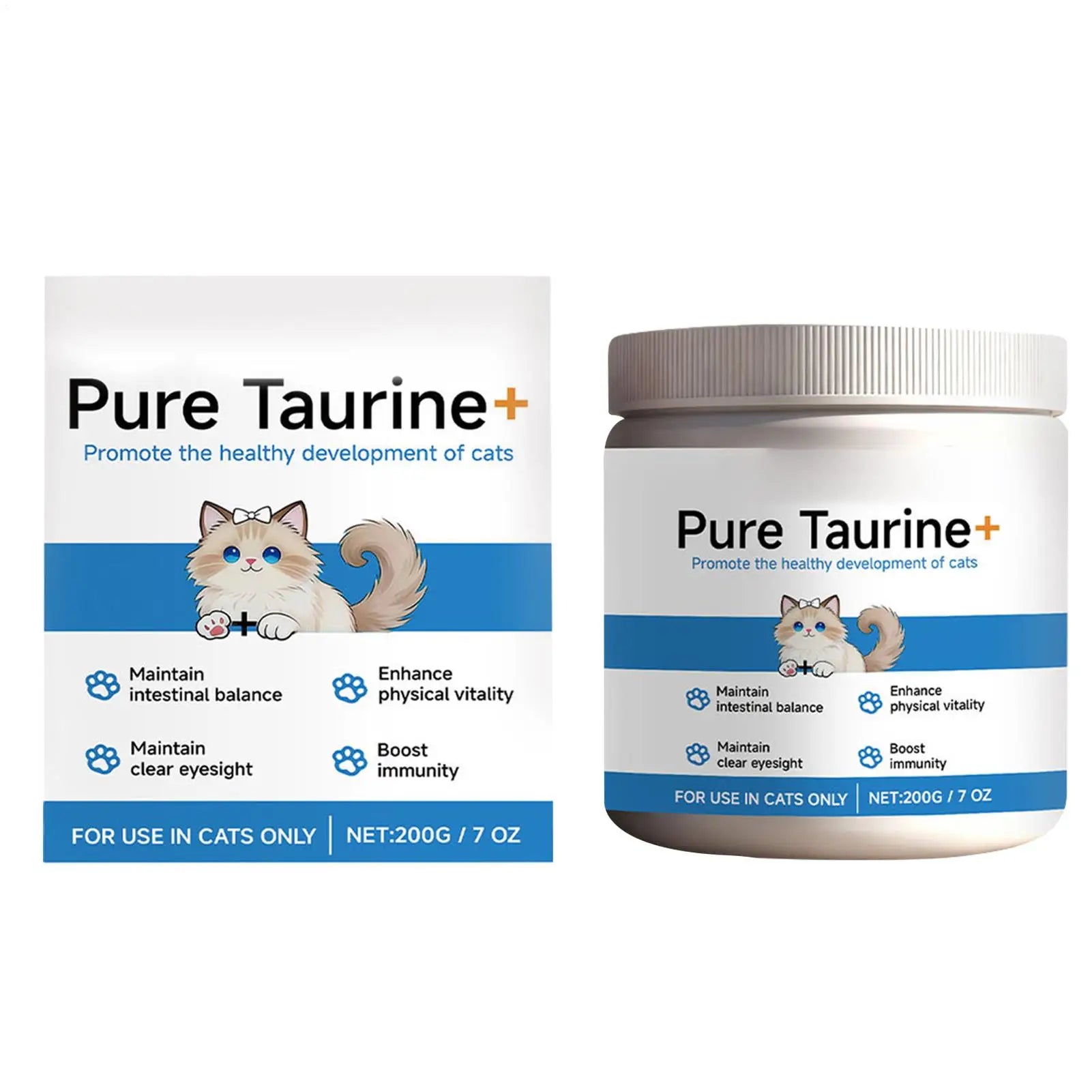 Cat Taurine Powder Support for Pet Heart Health Promote Maintain Visual Function Smooth Hair Pet Daily Care Nutrition Powder