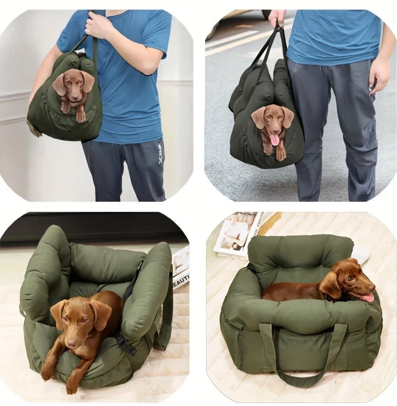 Safety Dog Car Bed for Small Dogs Non-Slip Washable Pet Travel Carrier with Secure Straps for Car Rides