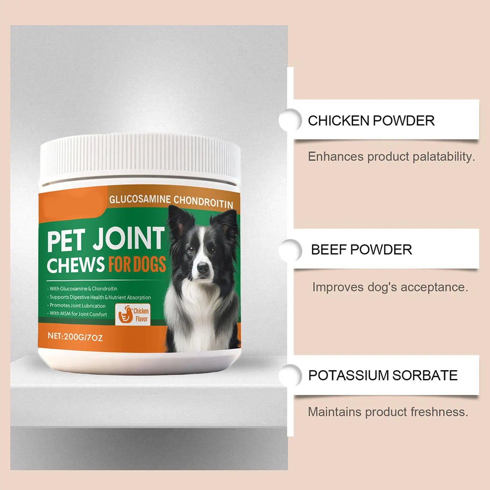 Dog Joint Supplement Chewable Pill 100-piece Dog Joint And Hip Supplement For Home Travel Daily Care Digestive Absorption Pet