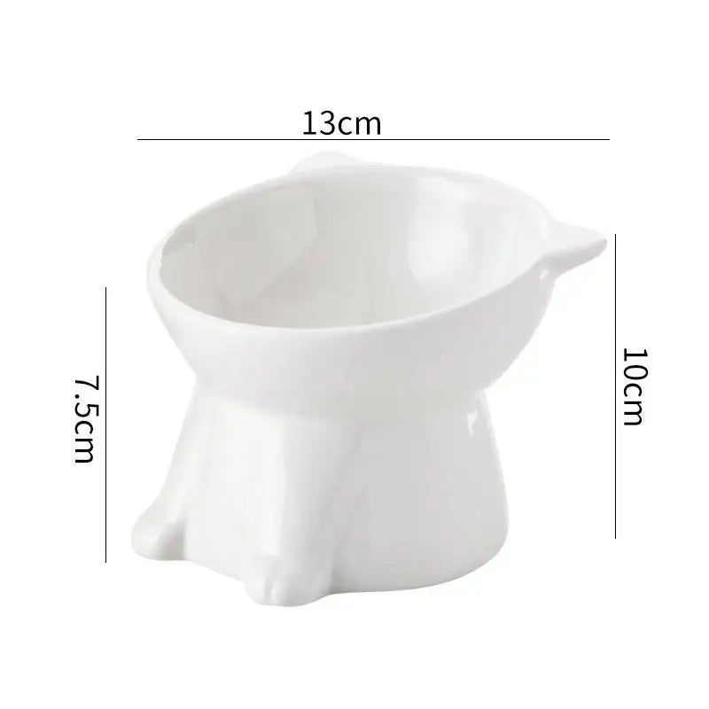 Anti-tipping Cat Food Bowl 15 Degree Tilted Tall-legged Design for Neck Comfort and Clean Floors in Living Spaces