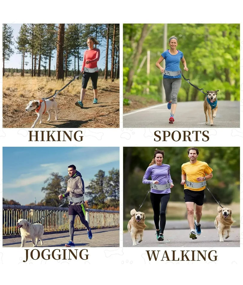 Waist Dog Hands Free Dogs Leash, Waist Running Leash with Zipper, Walking Pouch for Dog Walking, Reflective Dual Padded Handles