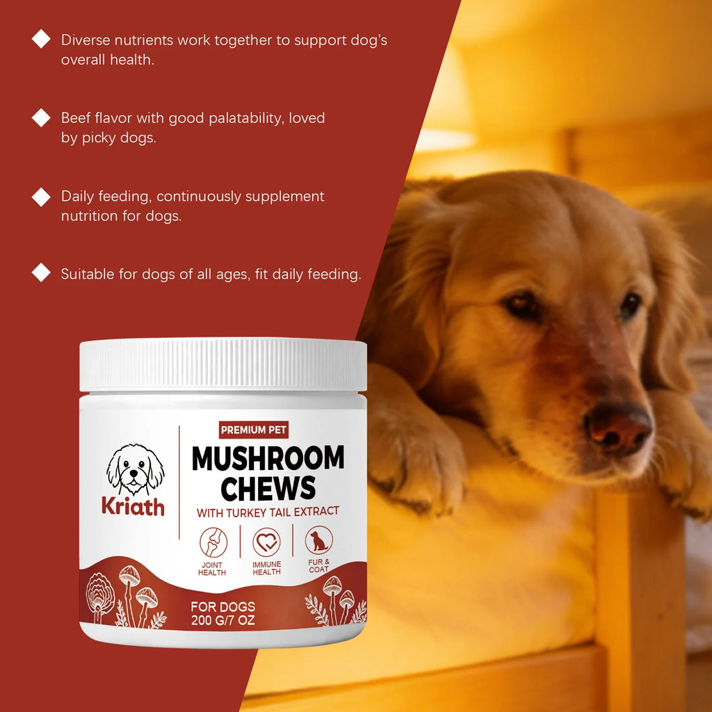 Kriath Beef Flavor Dog Nutrition Chews Improve Pet Vitality Balance Intestinal Flora Skin Coat Wellness Boost Body Defense 200g