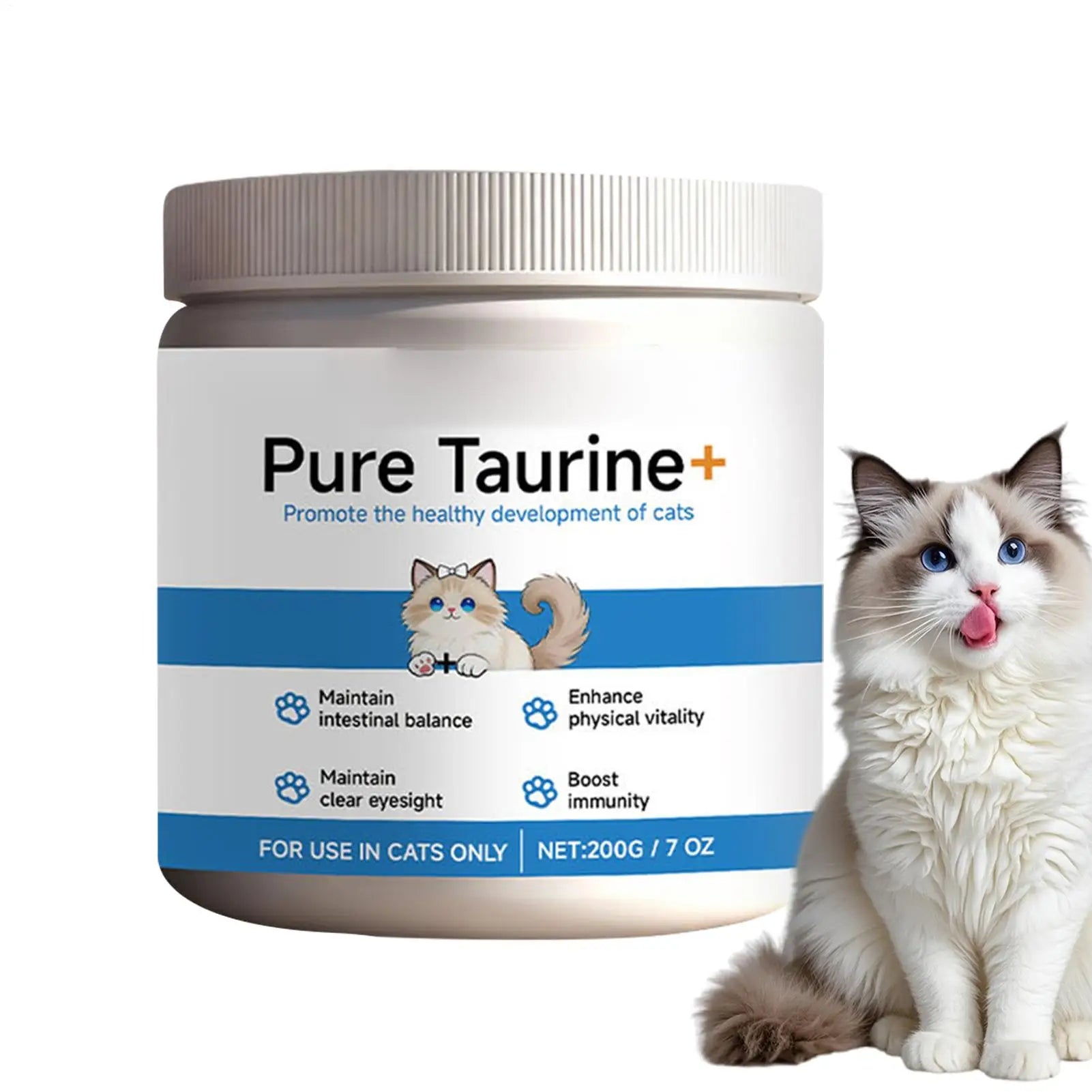 Cat Taurine Powder Support for Pet Heart Health Promote Maintain Visual Function Smooth Hair Pet Daily Care Nutrition Powder