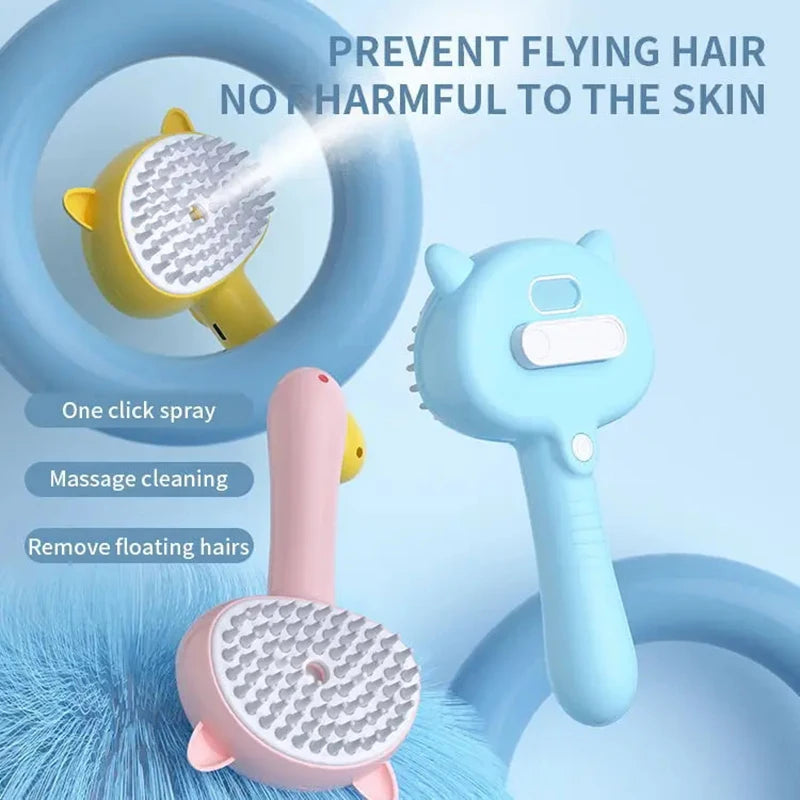 2-in-1 Cat grooming comb Pet Grooming Brush - Electric Massage & Waterless Spray Comb for Cats/Dogs One-Button Deshedding