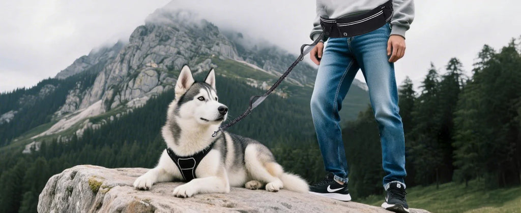 Waist Dog Hands Free Dogs Leash, Waist Running Leash with Zipper, Walking Pouch for Dog Walking, Reflective Dual Padded Handles