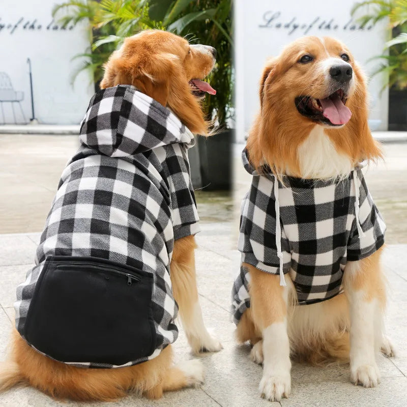 Fleece Pet Winter Jacket Vest for Small Medium & Large Dogs - Black Plaid / M(3-4.5kg)