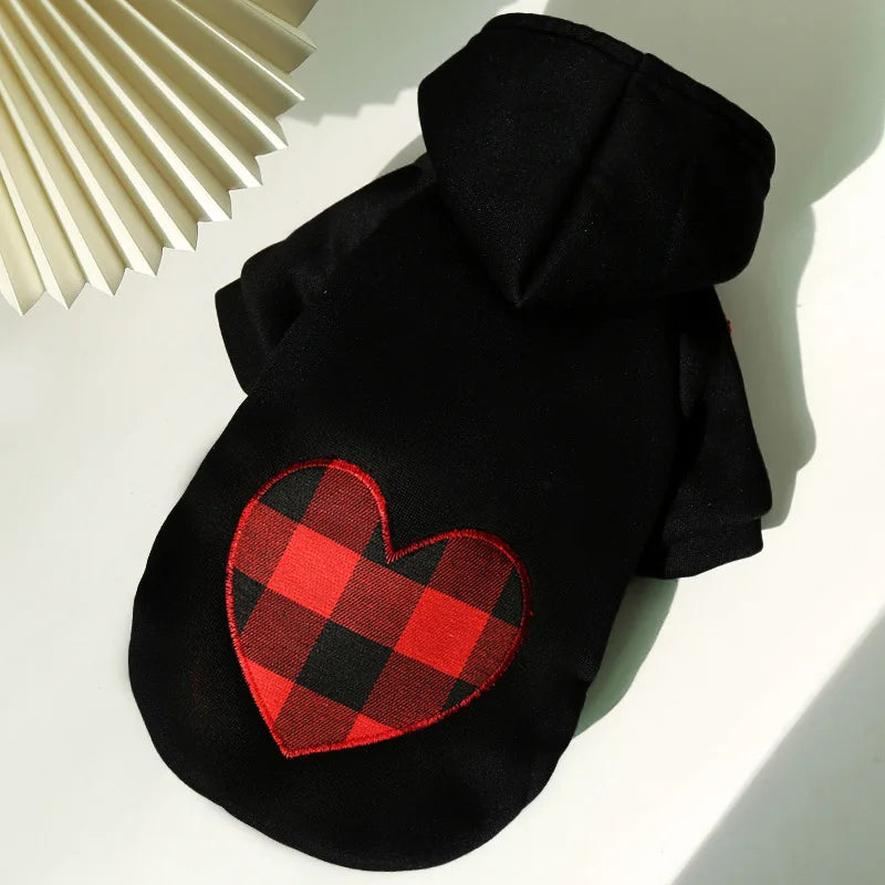 Fleece Pet Winter Jacket Vest for Small Medium & Large Dogs - Black Heart / S(2-3kg)