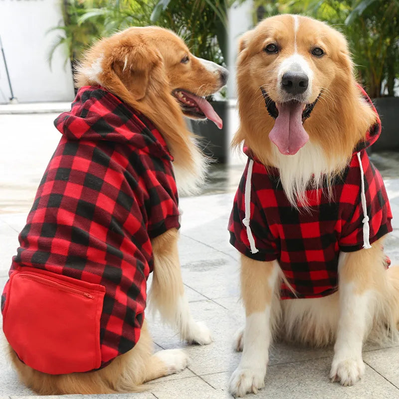Fleece Pet Winter Jacket Vest for Small Medium & Large Dogs - Red Plaid / XS(0.5-2kg)