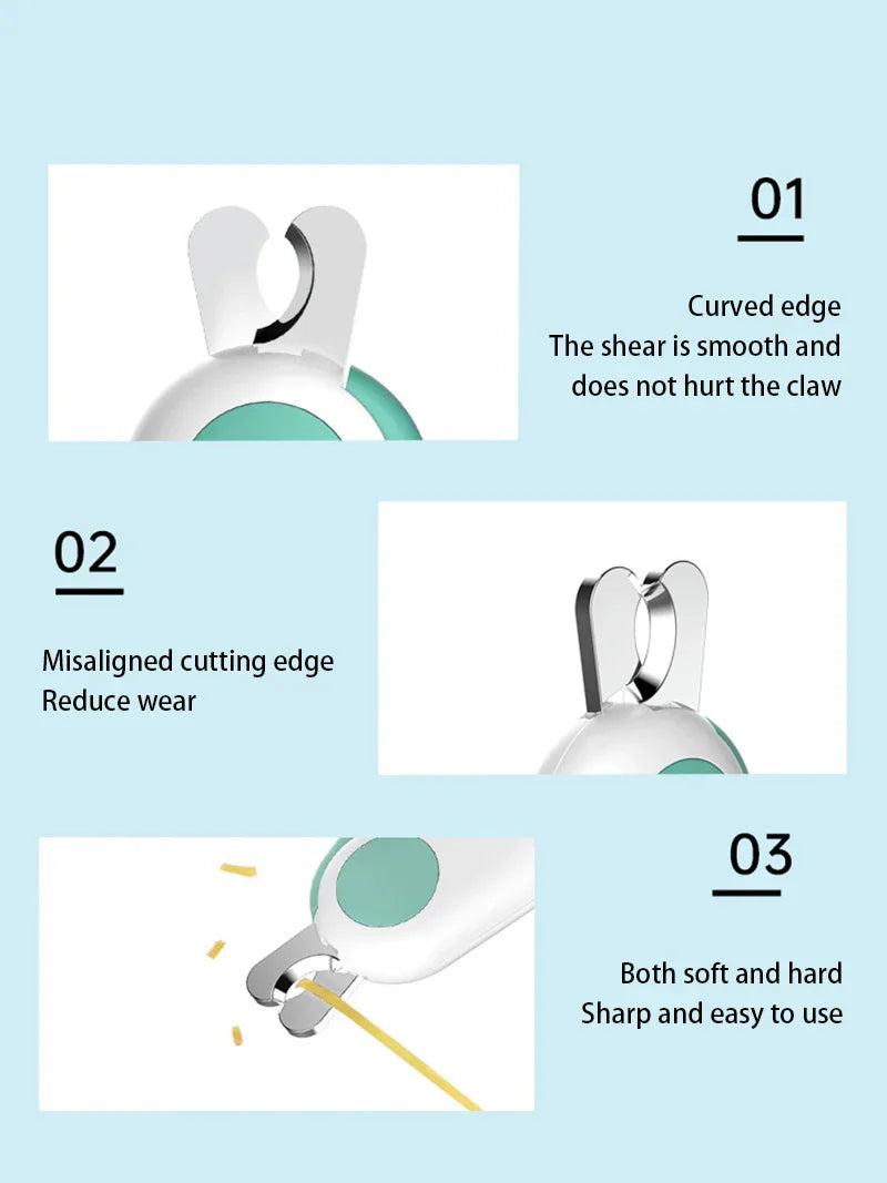 LED Light Pet Nail Clipper with Safety Lock for Dogs & Cats