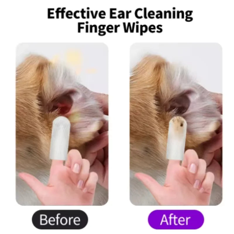 Pet Ear Cleaning Wipes Disposable Ear Care Finger Cover Convenient And Dirty Hand Ear Mite Ear Mite And Dogs Cleaning
