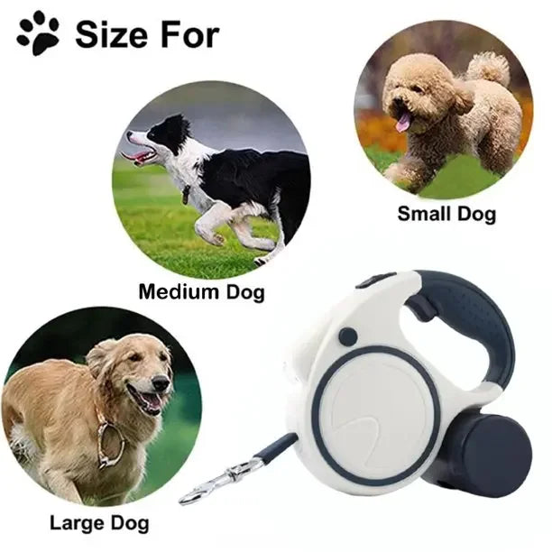 Retractable Dog Leash with LED Poop Bag Dispenser 16 FT Reflective Leash Dog Walking Puppy Durable Tractor