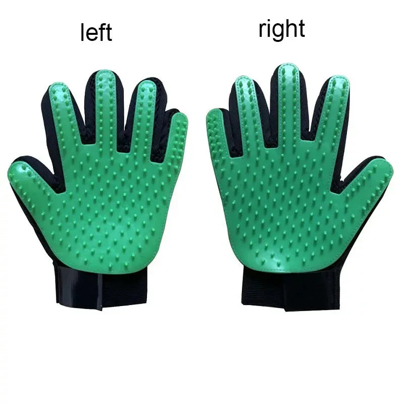 Silicone Deshedding & Massage Brush Mitt | Hair Remover Tool - green eft right