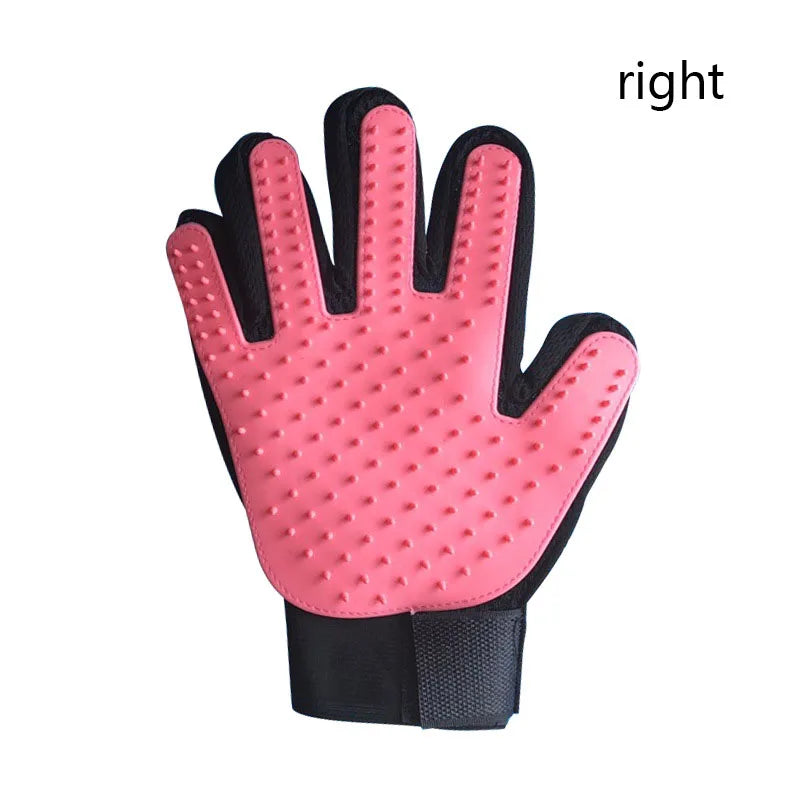 Silicone Deshedding & Massage Brush Mitt | Hair Remover Tool - pink right