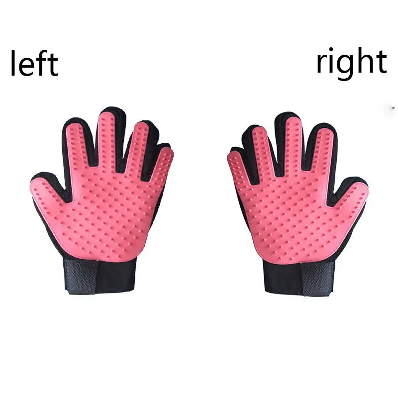 Silicone Deshedding & Massage Brush Mitt | Hair Remover Tool - pink left right