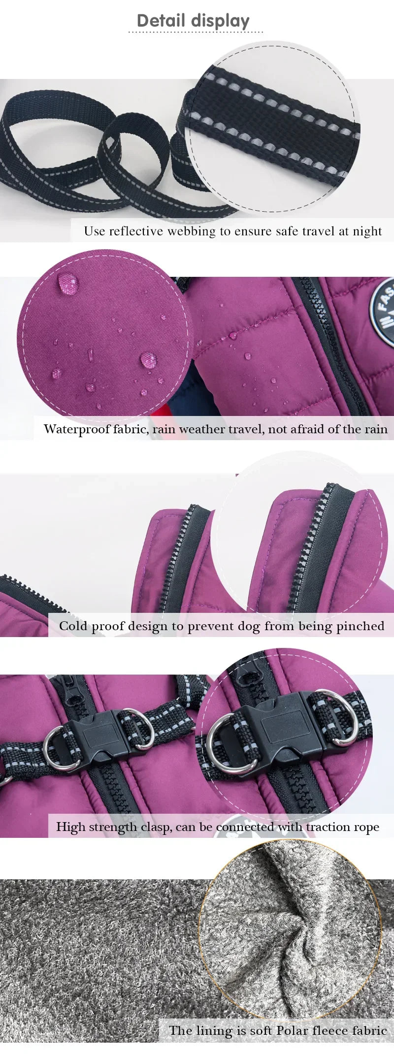 Warm Waterproof Winter Coat for Small Medium & Large Dogs