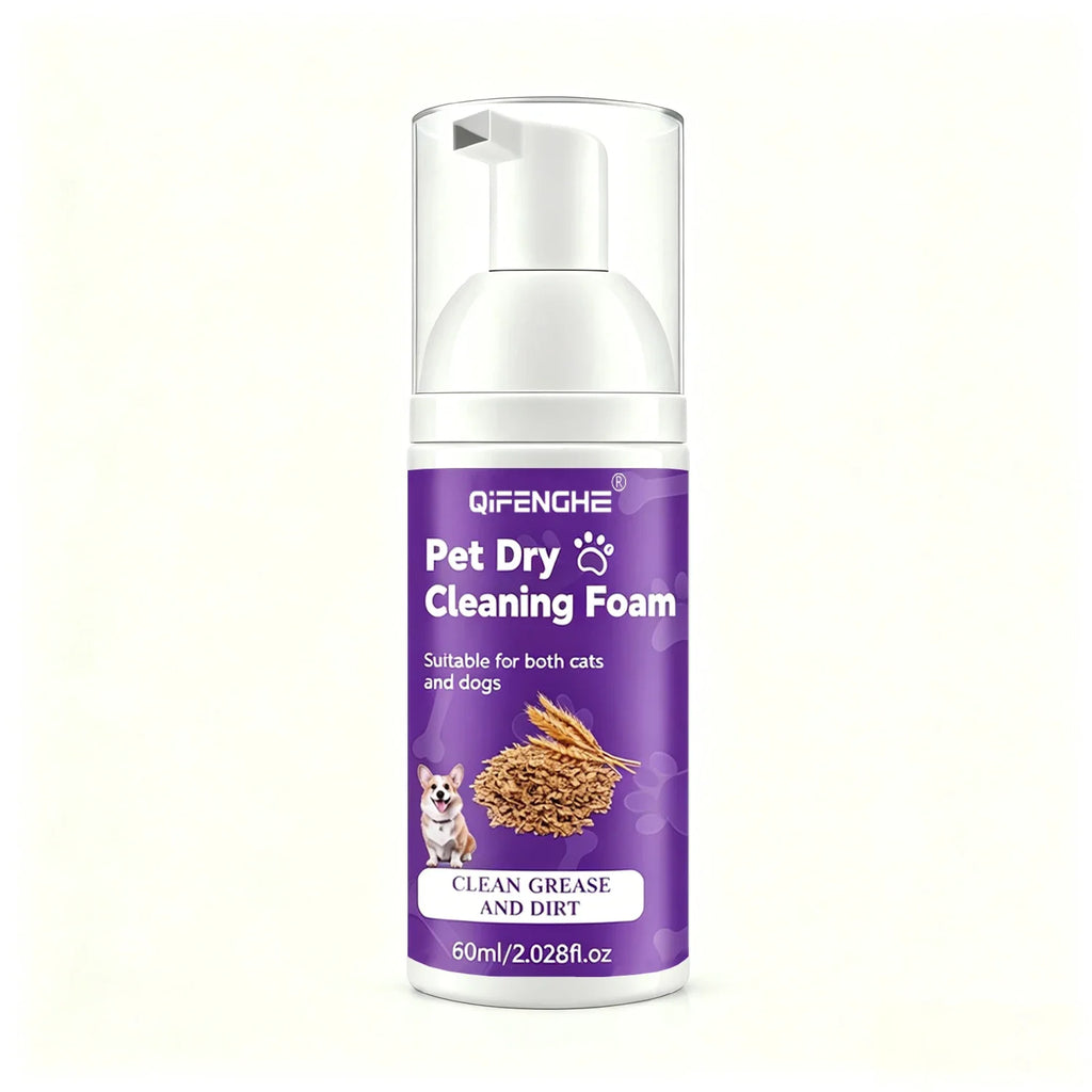 Waterless Pet Dry Shampoo Foam for Dogs & Cats - No Rinse Deodorizing Cleansing Mousse for Puppies & Kittens - 65ml