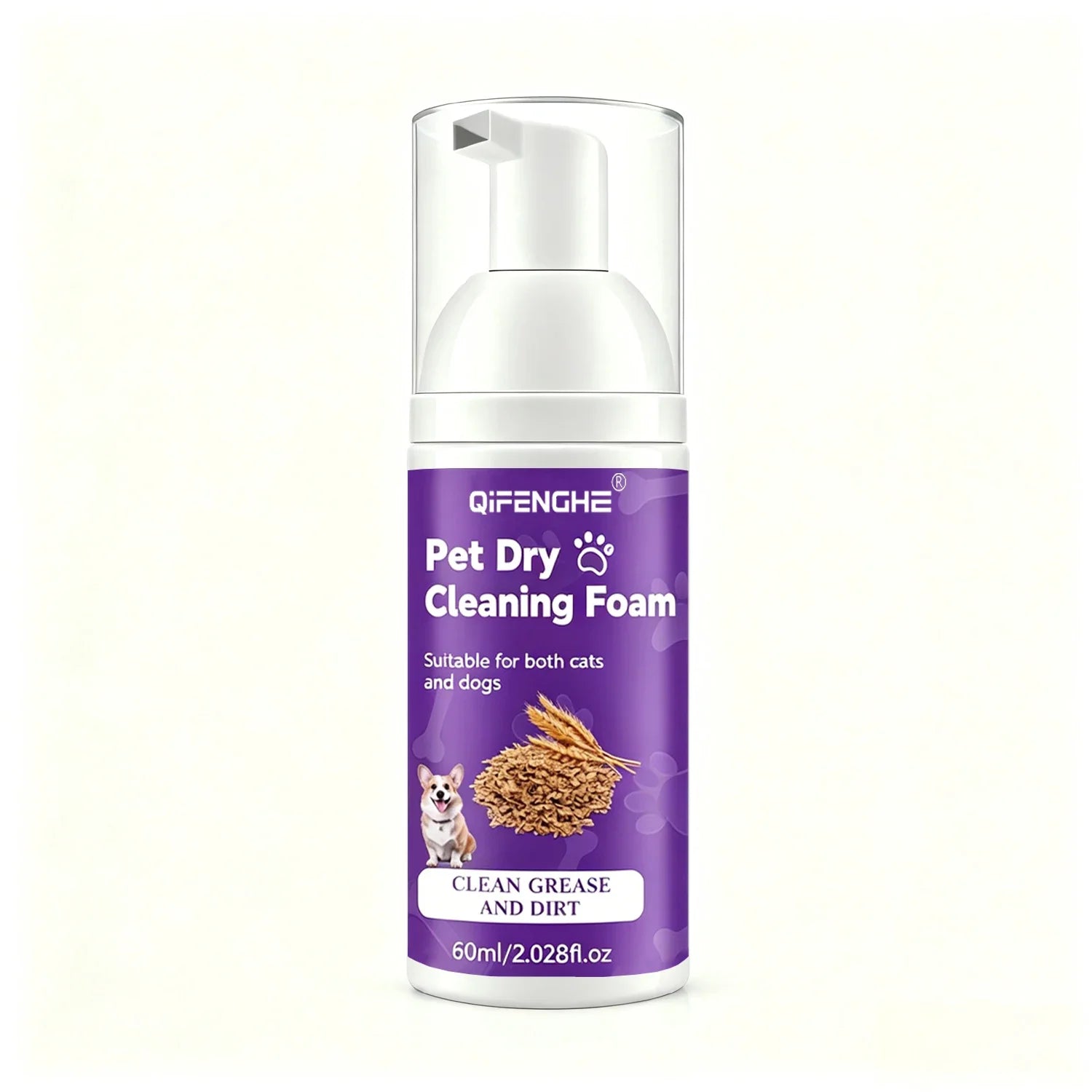 Waterless Pet Dry Shampoo Foam for Dogs & Cats - No Rinse Deodorizing Cleansing Mousse for Puppies & Kittens - 65ml