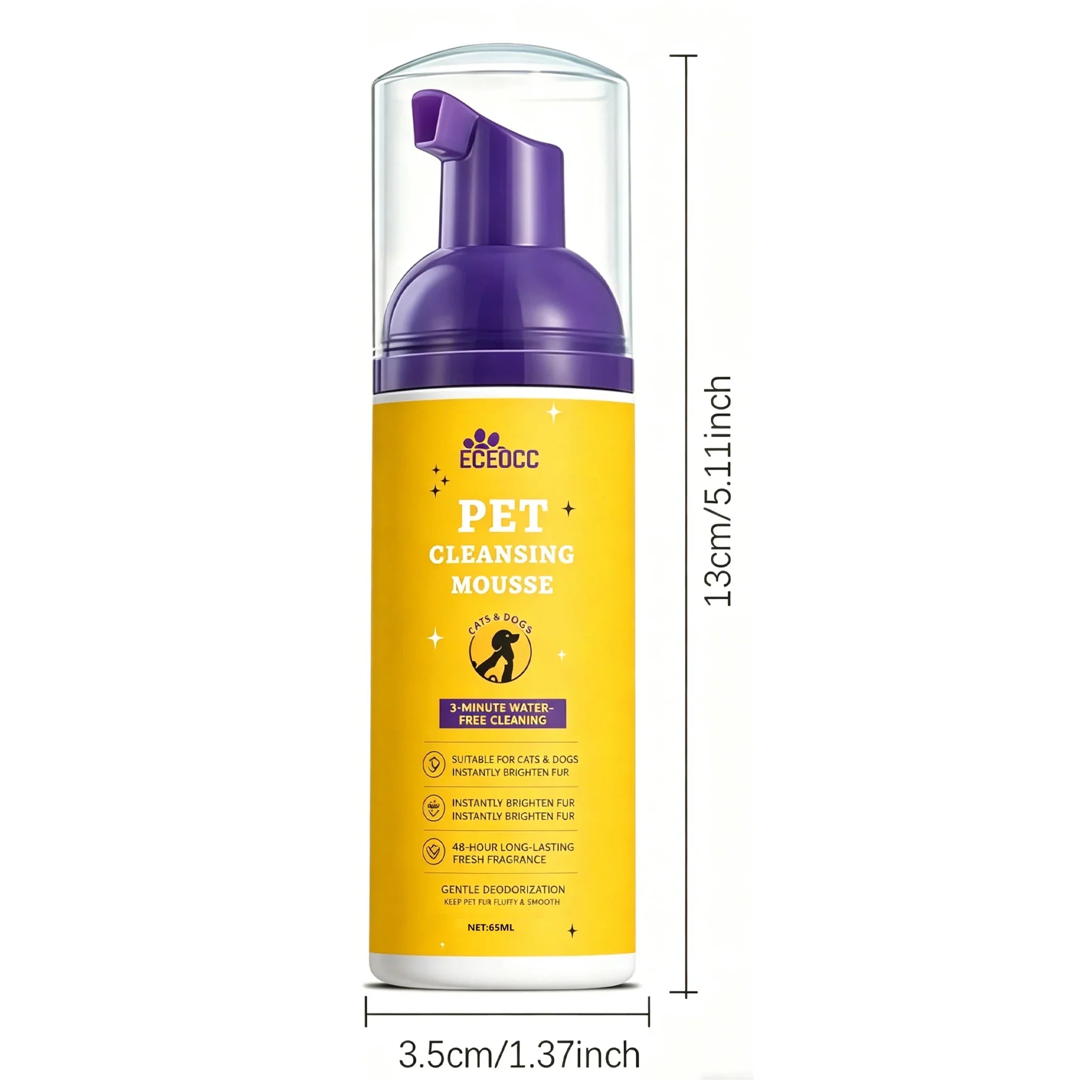 Waterless Pet Dry Shampoo Foam Mousse - No Rinse Cleansing Grooming Solution Gentle Clean Refreshing Hair Wash for Cats